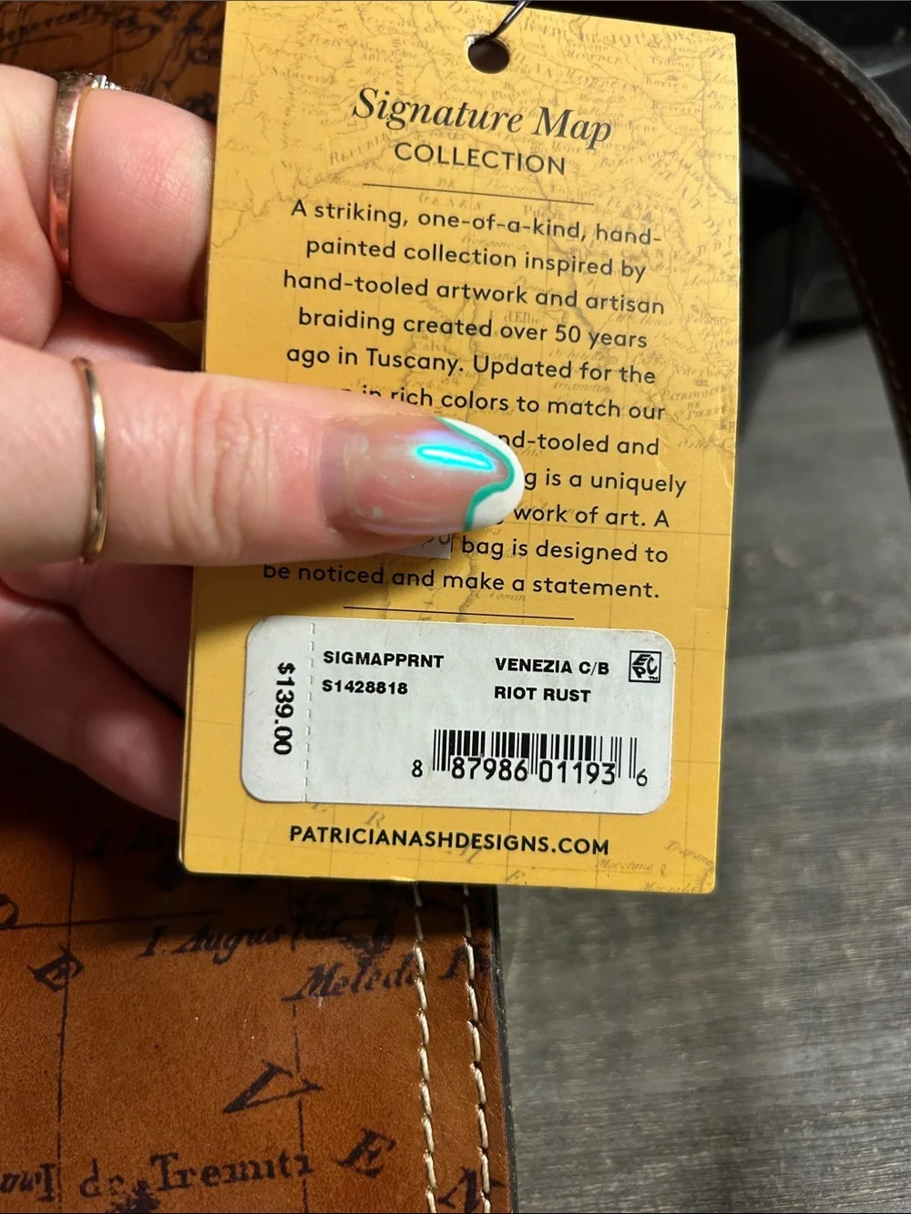 Patricia Nash NWT‎ Map Print Crossbody Riot Rust Color NWT